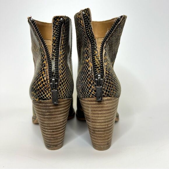 Lucky Brand Adalan Leather Ankle Booties Natural Brazino Snake 7 - Picture 12 of 15